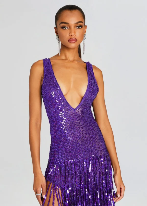 Gowns*Retrofete Libra Sequin Crochet Dress Amethyst