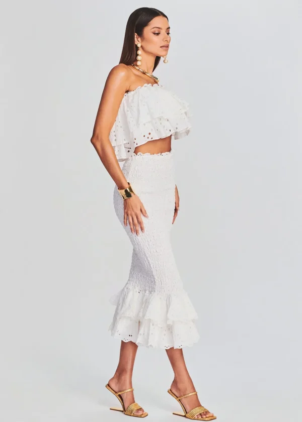 Honeymoon Looks*Retrofete Lilliana Long Skirt White Fruition