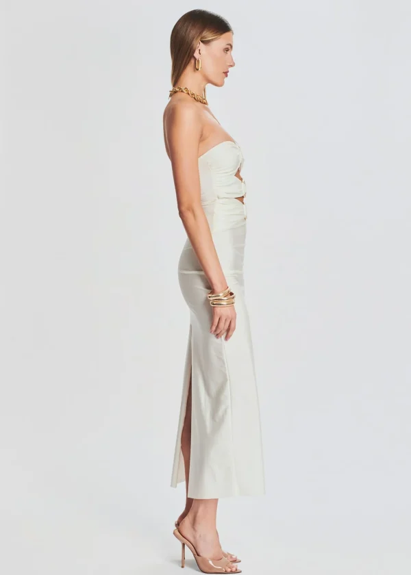 Honeymoon Looks*Retrofete Lily Lycra Maxi Dress Cream