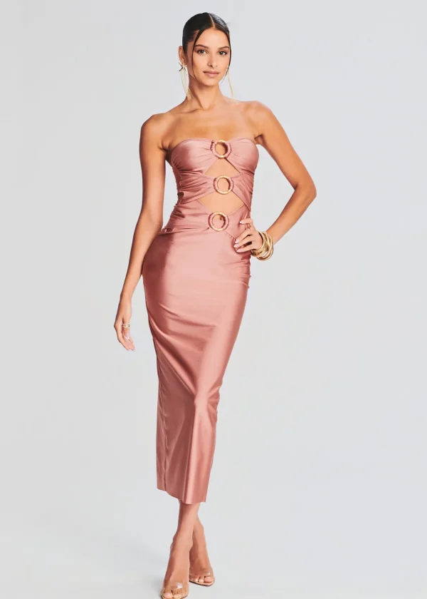 Neutral Moments*Retrofete Lily Lycra Maxi Dress Coffee Cream