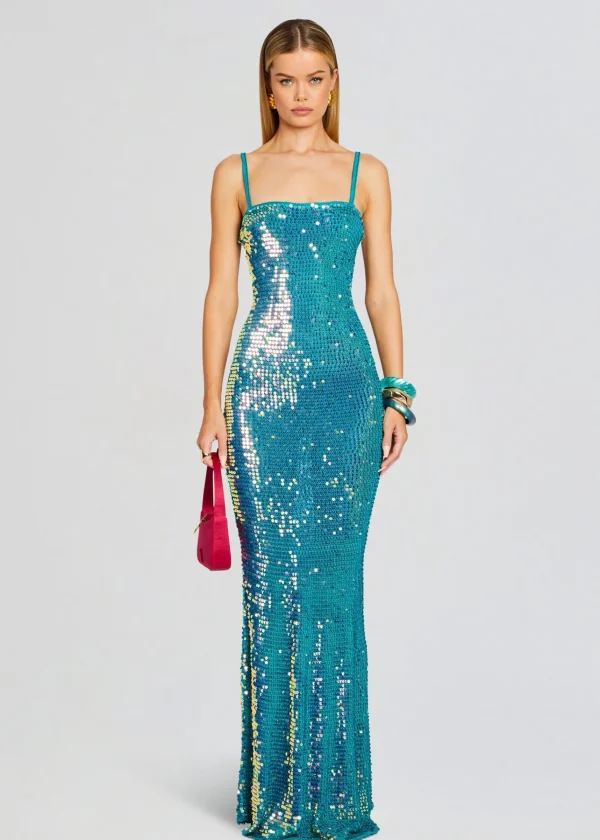 Spring Knits*Retrofete Lisette Sequin Crochet Dress Aquamarine