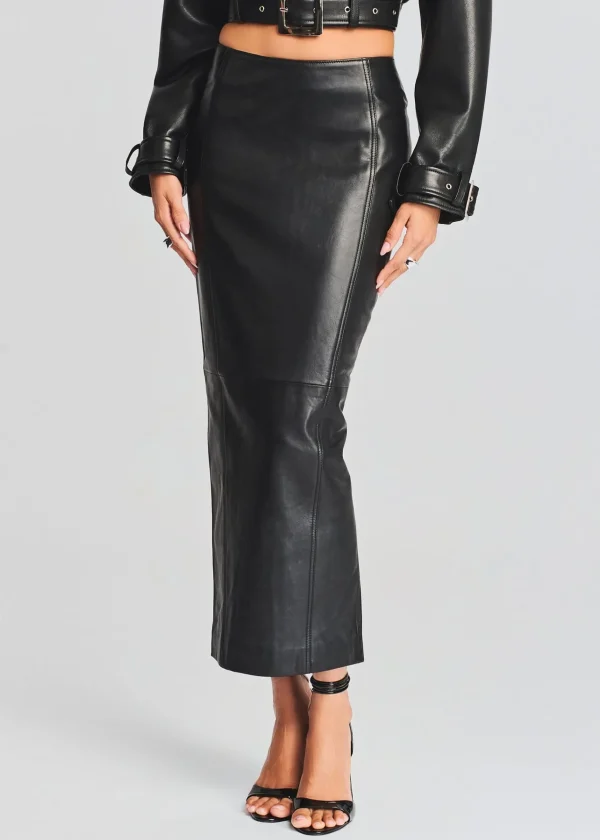 RETROFÊTE*Retrofete Liza Leather Skirt Black
