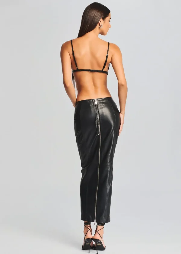 RETROFÊTE*Retrofete Liza Leather Skirt Black