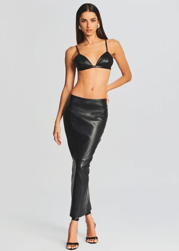 Bottoms*Retrofete Liza Leather Skirt Black