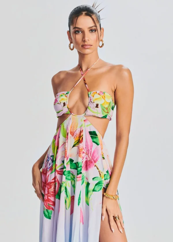 Honeymoon Looks*Retrofete Lora Long Dress Multicolor Hibiscus