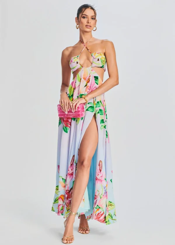 Honeymoon Looks*Retrofete Lora Long Dress Multicolor Hibiscus