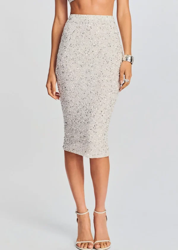 Sequin Styles*Retrofete Lowe Sequin Skirt Silver/White