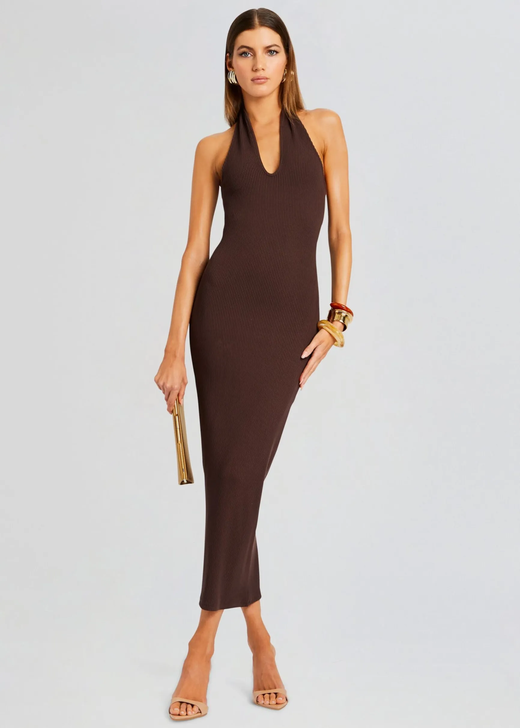 lozza_halter_neck_maxi_dr_4.webp Neutral Moments*Retrofete Lozza Halter Neck Maxi Dress Brown