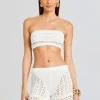Honeymoon Looks*Retrofete Luiz Knit Crochet Top Iridescent White