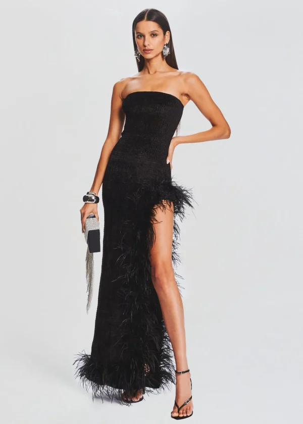 Guest Of*Retrofete Lula Feather Dress Black