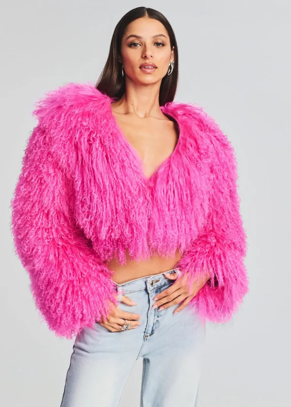 RETROFÊTE*Retrofete Luxe Fur Jacket Knockout Pink