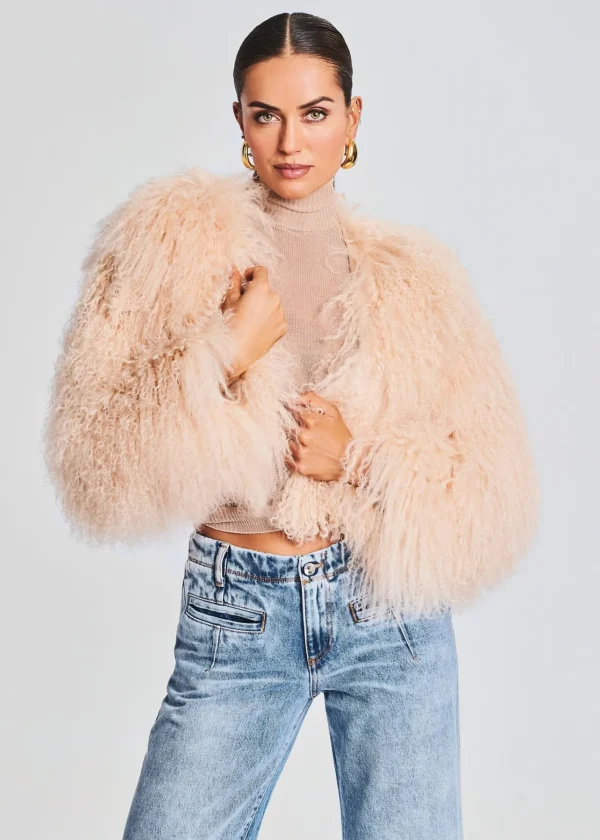 Neutral Moments*Retrofete Luxe Fur Jacket Tannin
