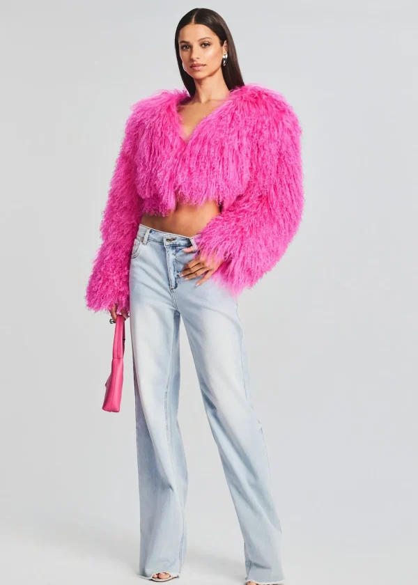 RETROFÊTE*Retrofete Luxe Fur Jacket Knockout Pink