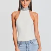 Bachelorette Party*Retrofete Maci Embellished Knit Bodysuit White