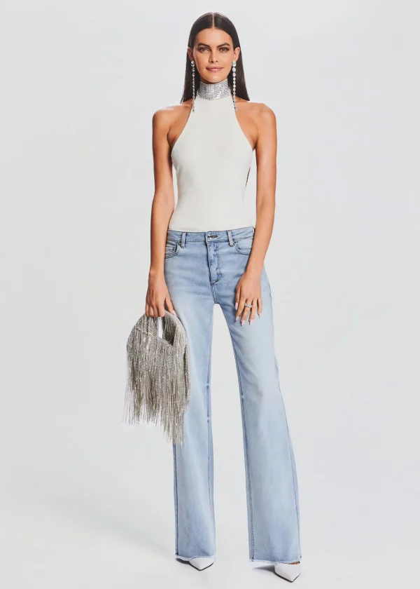 Bachelorette Party*Retrofete Maci Embellished Knit Bodysuit White