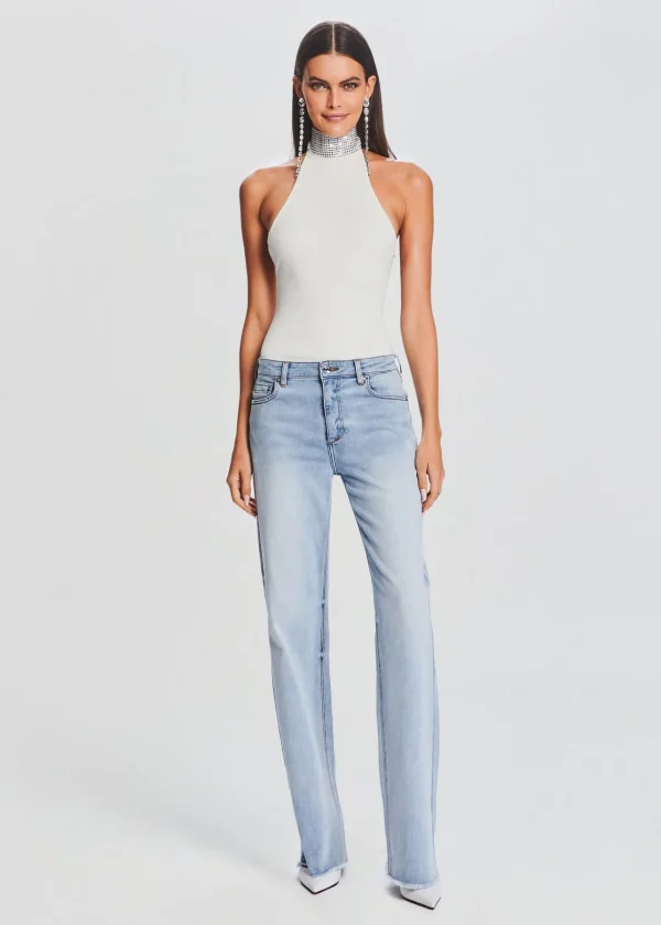The Destination Bride*Retrofete Maci Embellished Knit Bodysuit White