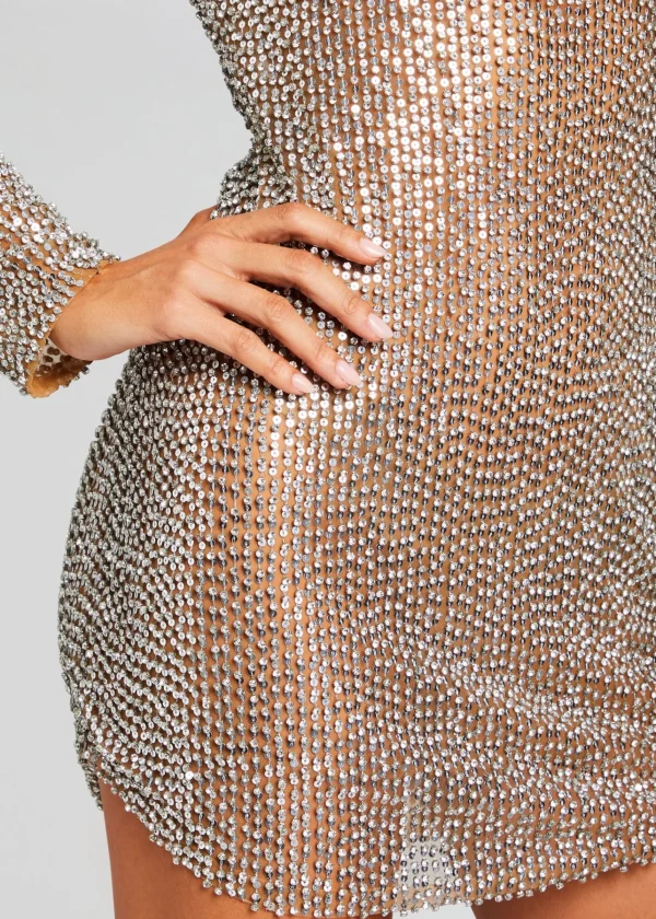 Coming Soon*Retrofete Malaya Sequin Embellished Dress Silver/Tannin