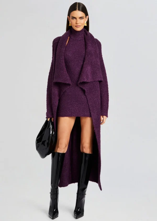 Resort '24*Retrofete Mandy Boucle Dress Eggplant