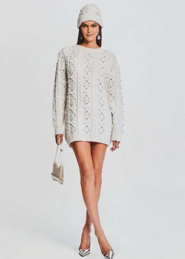 Day to Night*Retrofete Maple Embellished Sweater Dress Ivory