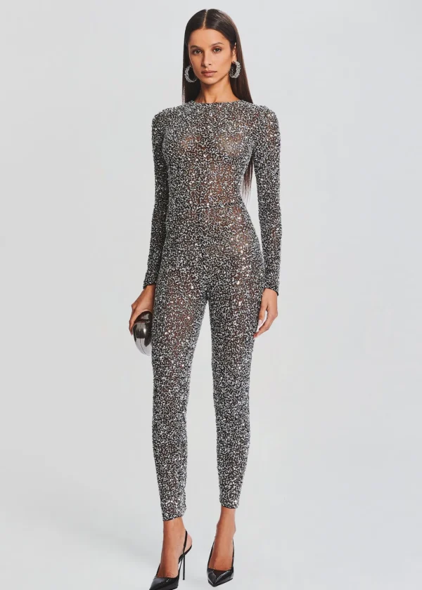 RETROFÊTE*Retrofete Marcel Sequin Jumpsuit Black/Silver