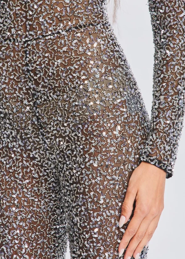 RETROFÊTE*Retrofete Marcel Sequin Jumpsuit Black/Silver