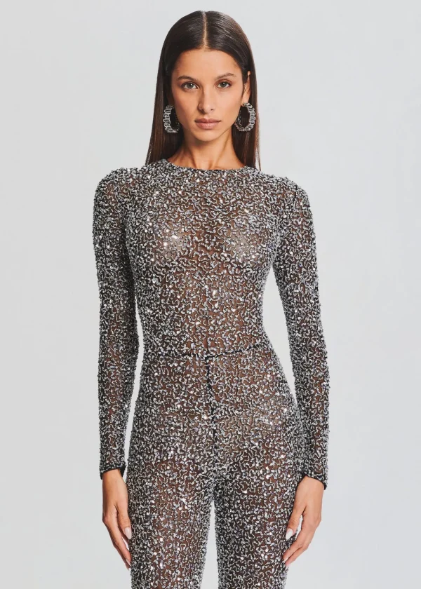 RETROFÊTE*Retrofete Marcel Sequin Jumpsuit Black/Silver