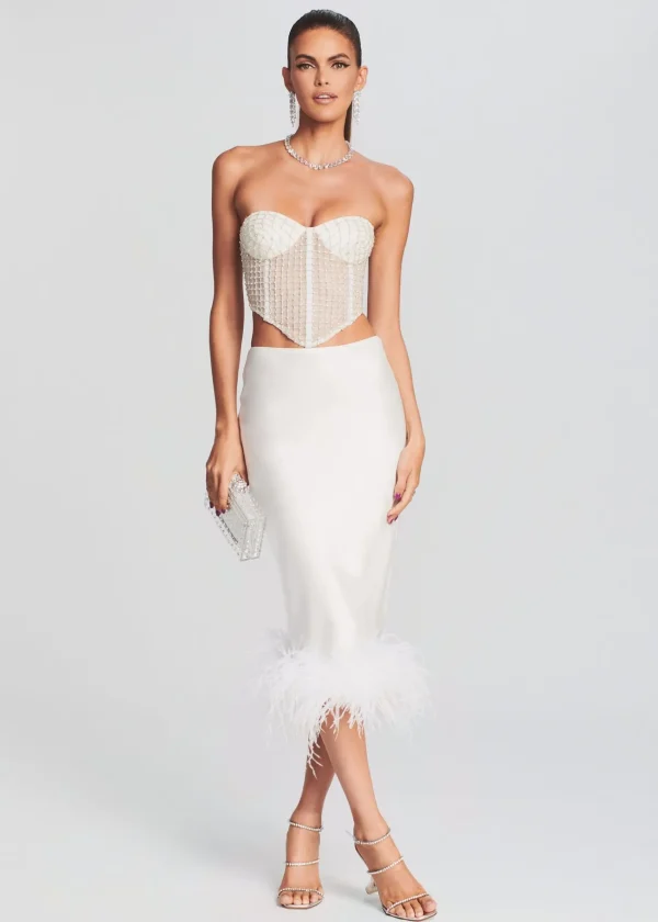 Rehearsal Dinner*Retrofete Margery Embellished Bustier Top White