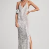 Dresses*Retrofete Marie Sequin Crochet Dress White/Silver