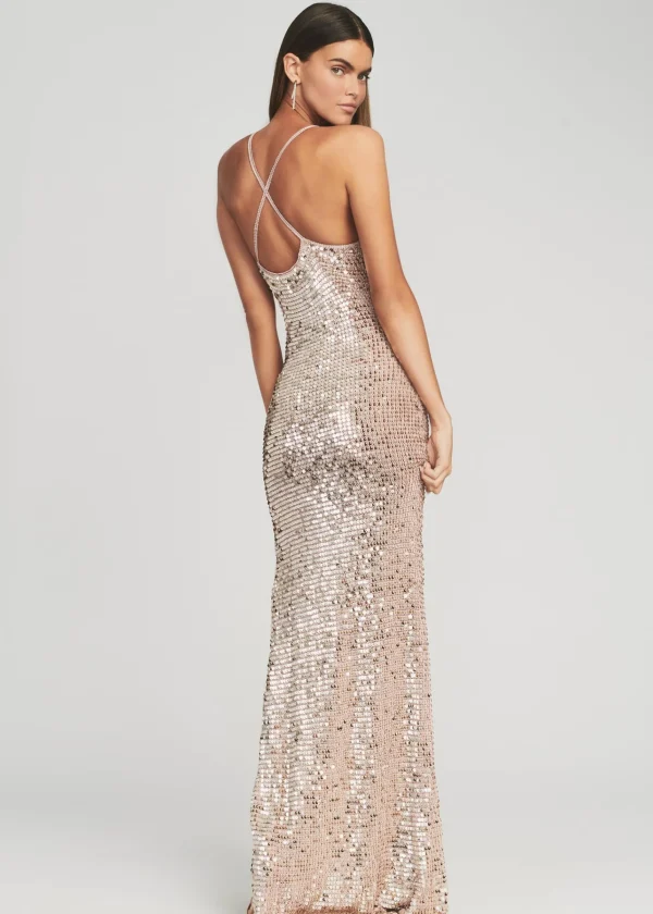 The Destination Bride*Retrofete Marie Sequin Crochet Dress Rose Gold