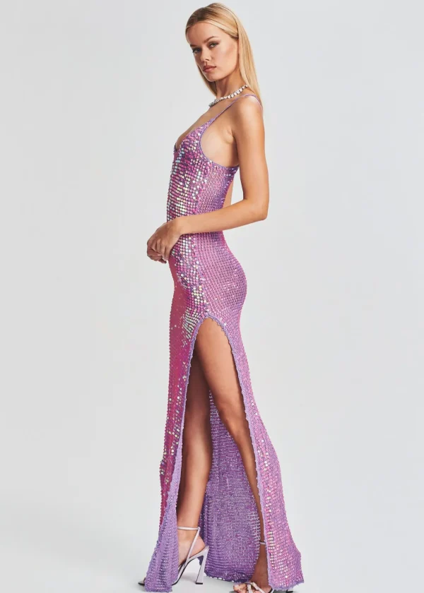 RETROFÊTE*Retrofete Marie Sequin Crochet Dress Iridescent Lilac/Pink