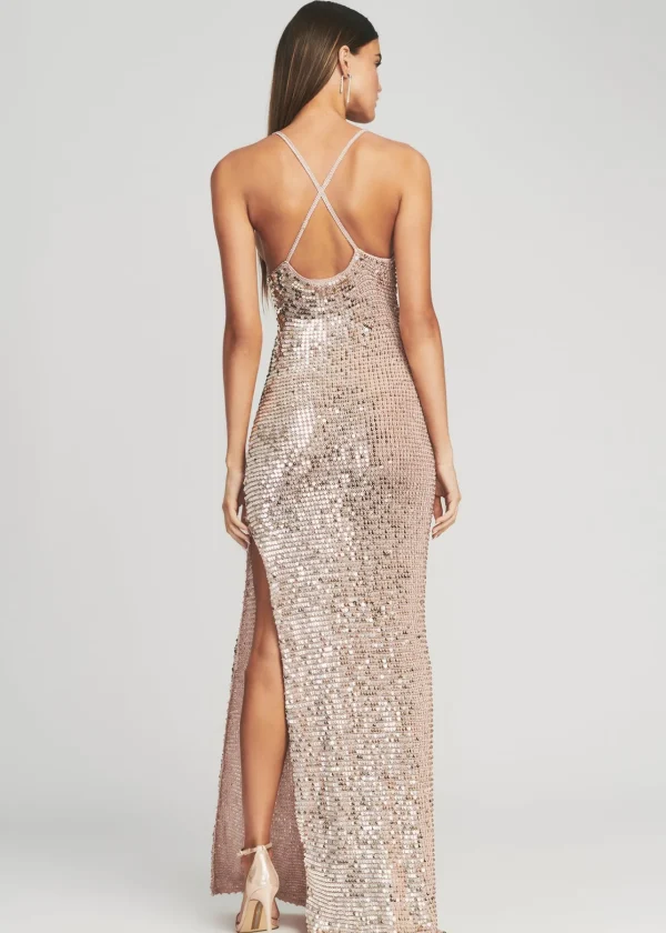 Bachelorette Party*Retrofete Marie Sequin Crochet Dress Rose Gold