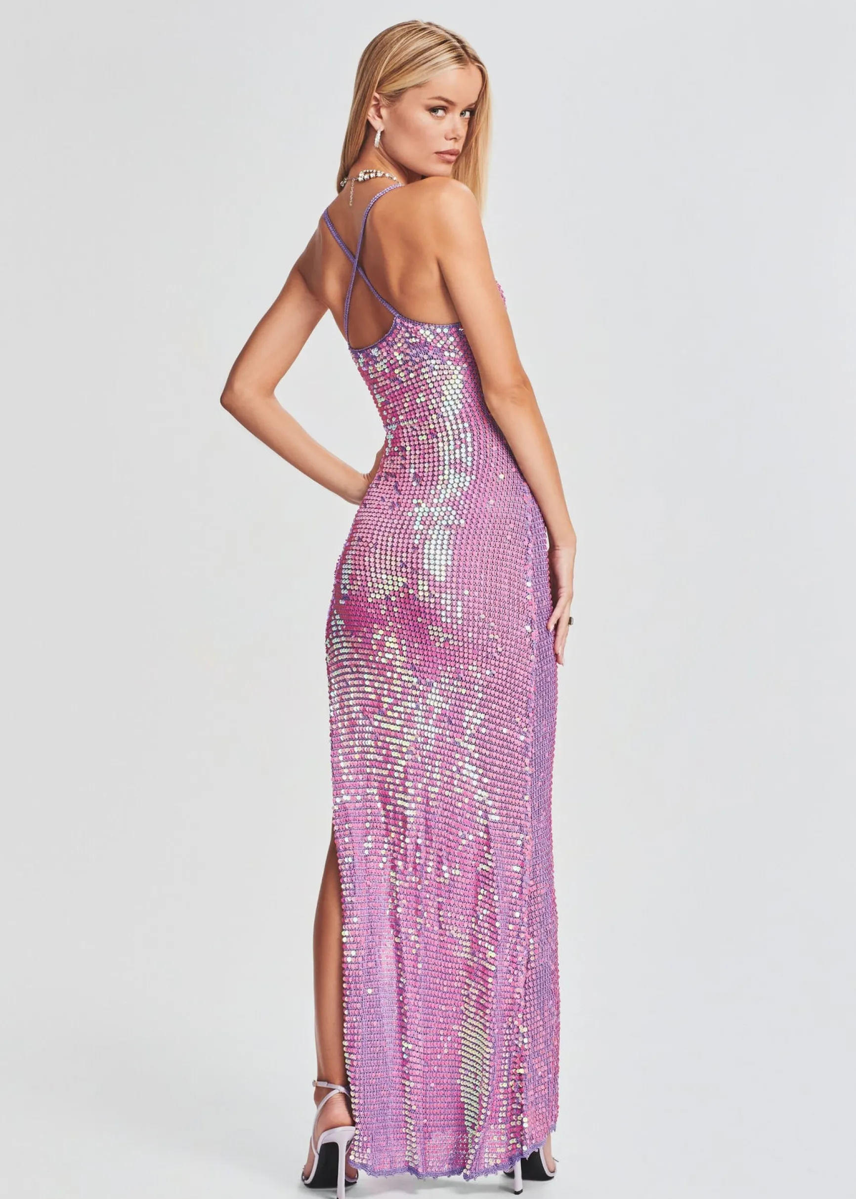 marie_sequin_crochet_dres_3-6.webp Guest Of*Retrofete Marie Sequin Crochet Dress Iridescent Lilac/Pink