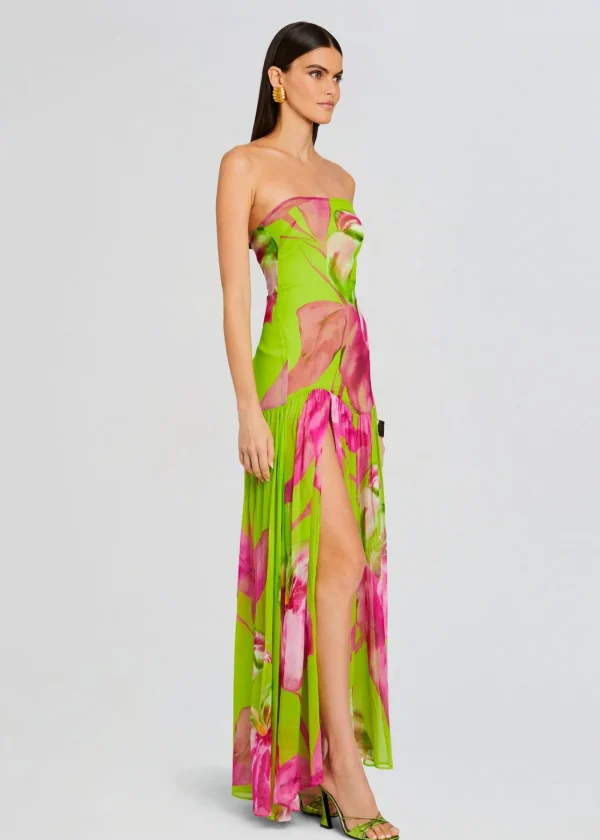 RETROFÊTE*Retrofete Marisol Silk Dress Lime Anthurium