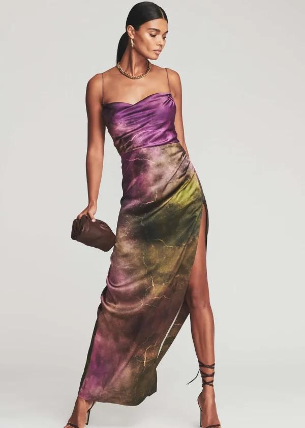 Honeymoon Looks*Retrofete Marlene Silk Dress Vintage Thunderstorm