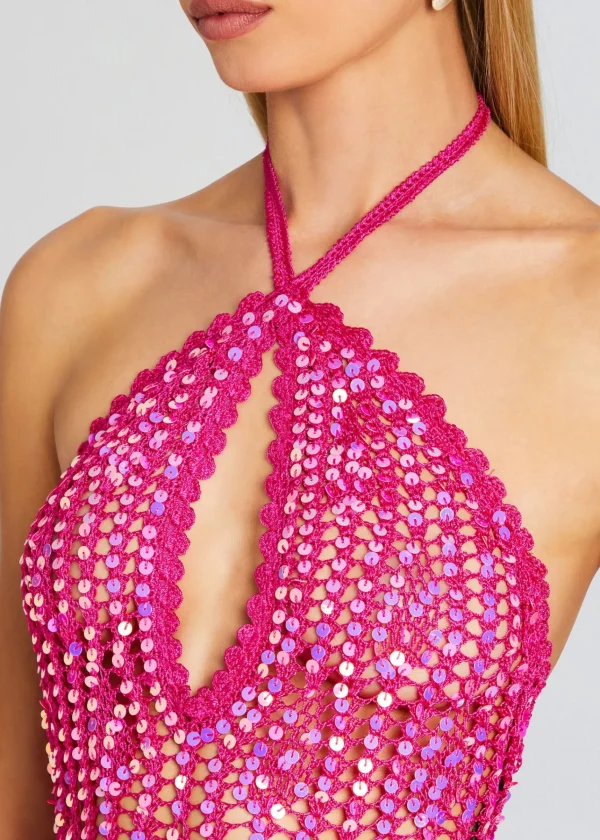 Subtle Shimmer*Retrofete Massie Sequin Crochet Dress Paradise Pink