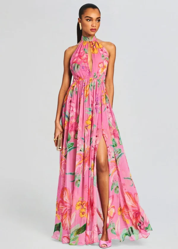 Tropical Hues*Retrofete Megan Long Dress Pink Floral
