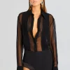 Tops*Retrofete Meghan Panelled Silk Blouse Black