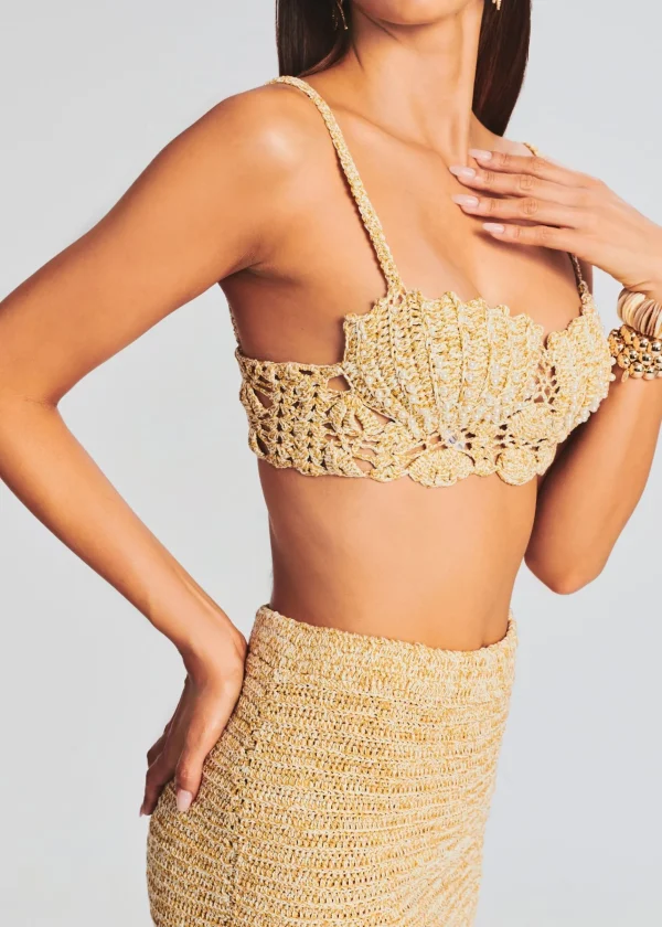 Tops*Retrofete Melody Crochet Top Gold
