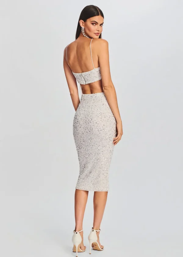 Honeymoon Looks*Retrofete Mera Sequin Top Silver White