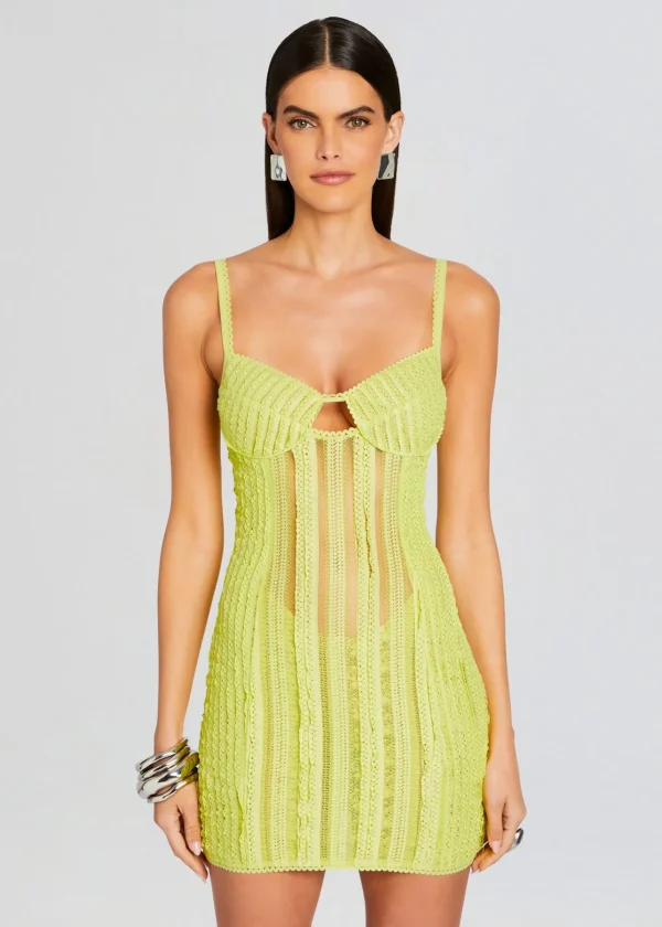 Sheer Bliss*Retrofete Mercey Short Dress Lime Sham