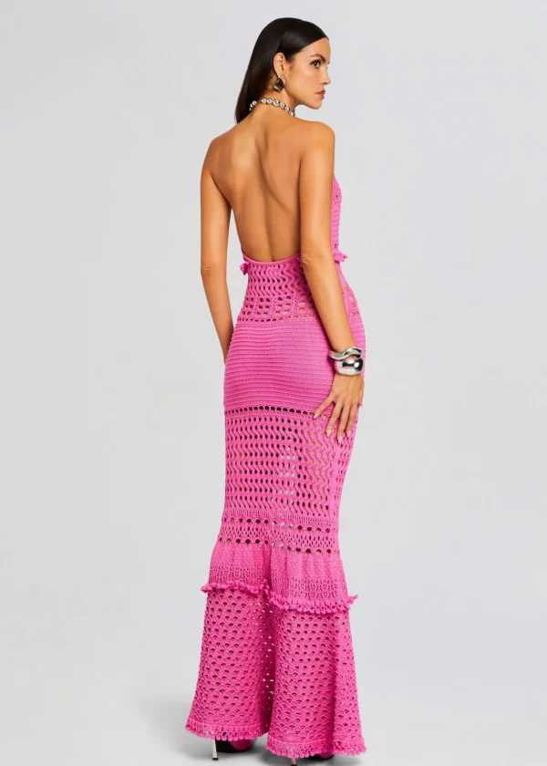 Resort '24*Retrofete Mesa Knit Crochet Dress Paradise Pink