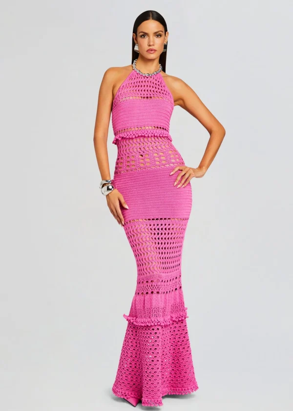 RETROFÊTE*Retrofete Mesa Knit Crochet Dress Paradise Pink