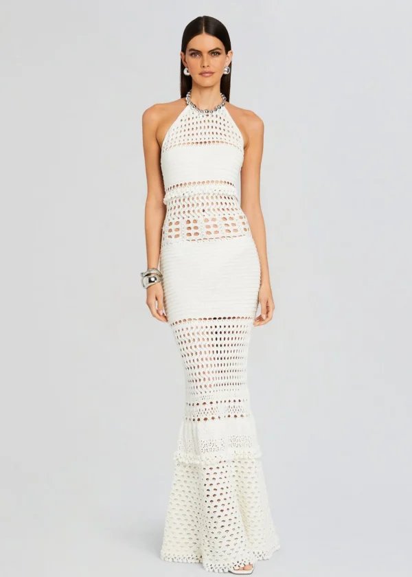 Spring Knits*Retrofete Mesa Knit Crochet Dress Iridescent White