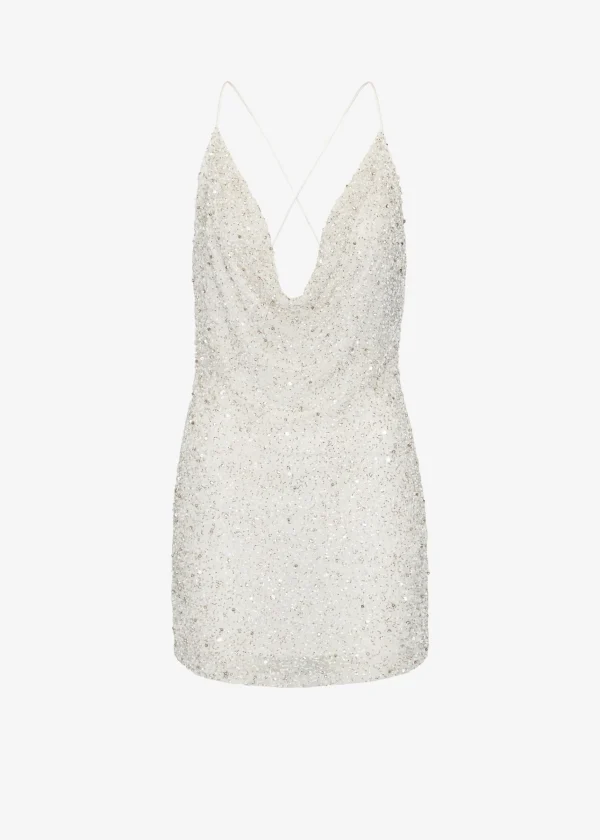 RETROFÊTE*Retrofete Mich Sequin Dress Silver White