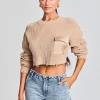 Neutral Moments*Retrofete Mid Cropped Devin Sweater Tan