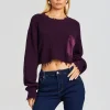 Tops*Retrofete Mid Cropped Devin Sweater Eggplant