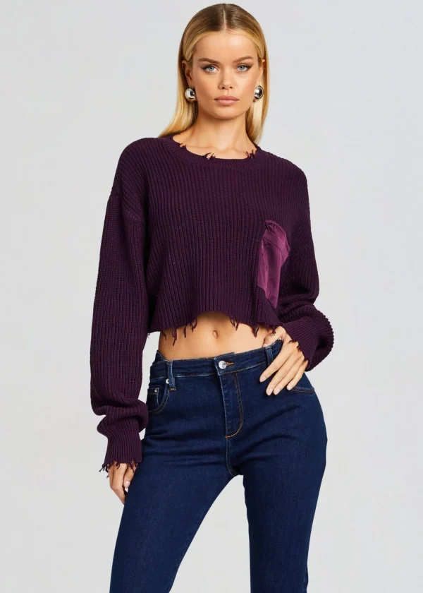 Tops*Retrofete Mid Cropped Devin Sweater Eggplant
