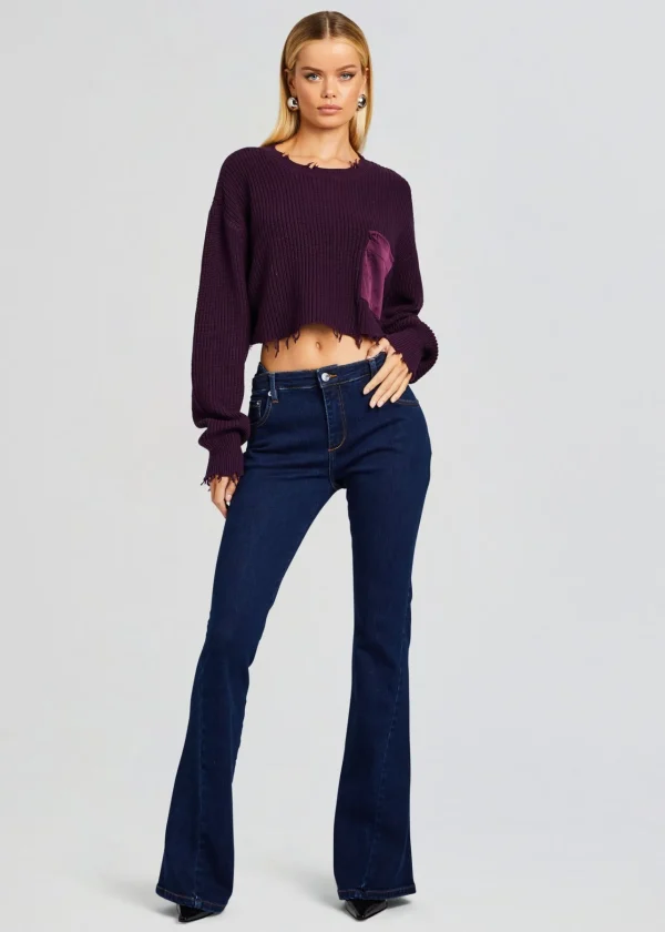 Tops*Retrofete Mid Cropped Devin Sweater Eggplant