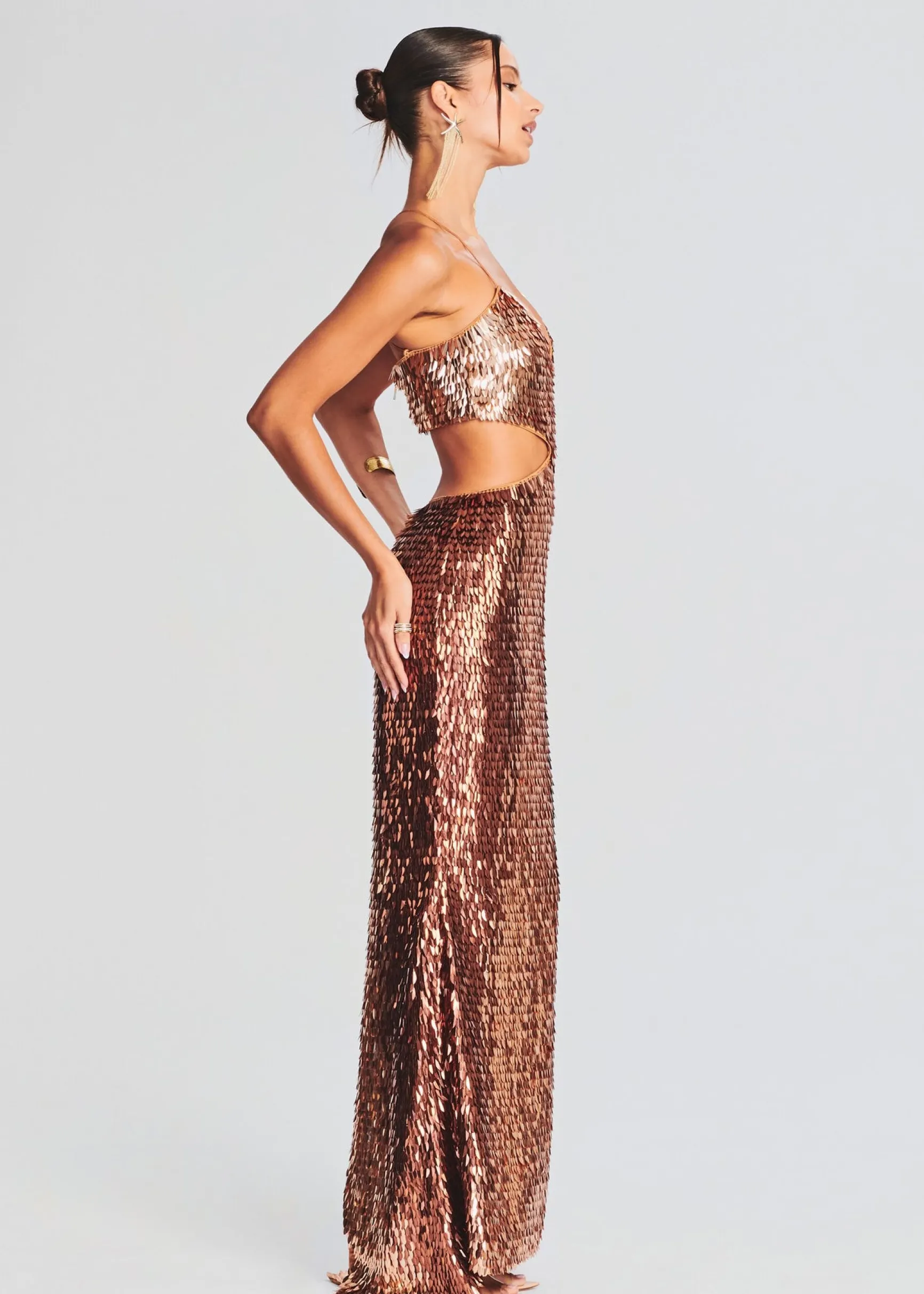 miko_feather_sequin_dress_2-2.webp Gowns*Retrofete Miko Feather Sequin Dress Bronze/Gold