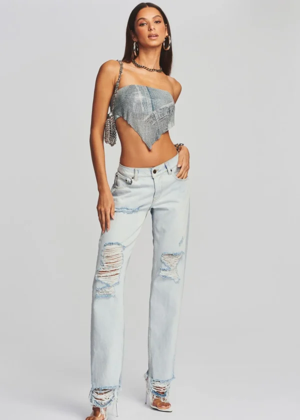 Final Sale*Retrofete Milos Embellished Chainmail Top Romano Denim